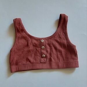 Old Navy Waffle Knit Women's Bralette Sports Bra Size Medium Clay Color EUC